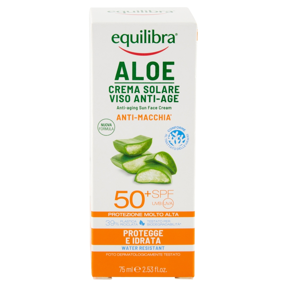 equilibra Aloe Crema Solare Viso Anti-Age 50? SPF Protezione Molto Alta 75 ml